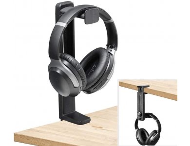 Avantree Neetto Headphone Stand & Hanger 2 in 1, Office Stand with Clamp for Headset / Headphones, Black - HS906