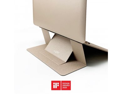 Allocacoc Moft Laptop Σταντ Αντιολισθητικό & Φορητό, Μαγνητικό Folding Slim Stand, Gold - DH0117GD/MOFTST
