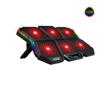 Coolcold Ice Magic 2 RGB Gaming Cooling Pad, 6 Fans LED Screen έως 17", Red - Κ40-2