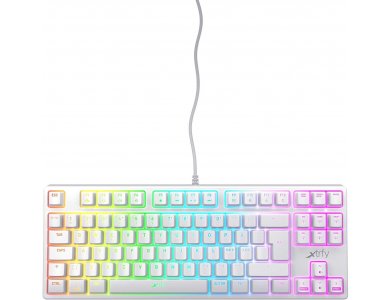 Xtrfy K4 TKL RGB Gaming Mechanical Keyboard Tenkeyless Kailh Red Switches, White - XG-K4-RGB-TKL-WH-R-UK