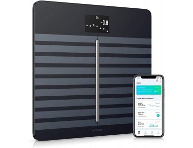 Withings Body Cardio, Έξυπνη ζυγαριά, Λιπομετρητής,Δείκτης Μάζας Σώματος με Fitness APP μέσω Bluetooth & WiFi, Μαύρη - WBS04-BLK