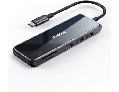 Ugreen 6-1 Aluminum 6-In-1 USB C OTG Hub 100W with 4K@60Hz HDMI + 3*USB3.0 Θύρες + SD/Micro SD Card reader - 80129