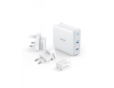 Anker PowerPort III Atom 2-Port Wall Charger 60W with Power Delivery & GaN, White - A2629H21
