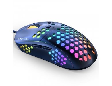 Onikuma CW903 RGB Optical Programmable Gaming Mouse, Ultralight Honeycomb Mouse, 800-6.400 DPI, 7 Buttons, Black