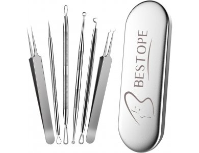 BESTOPE Blackhead Remover Upgraded 6-in-1 Pimple Comedone Extractor Tool Acne Removal Kit , with Case - HZ096