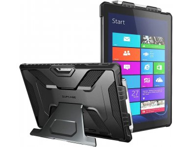 Supcase Microsoft Surface Pro 7 / 5 / 4 / LTE Unicorn Beetle Pro Rugged Full Body Case with Kickstand, Black