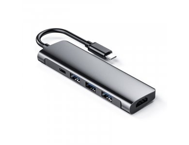 Nordic 5-1 Aluminum 5-In-1 USB C OTG Hub 60W with 4K HDMI + 3*USB3.1 Θύρες, Space Grey - DOCK-100