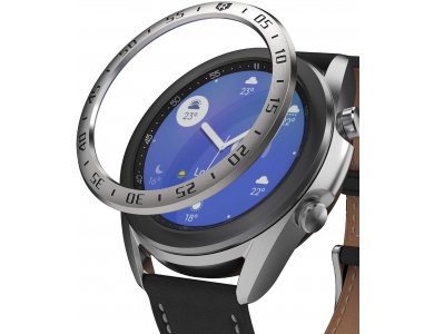 Ringke Galaxy Watch 3 41mm Bezel Ring Silver, Ανοξείδωτο Ατσάλι - GW3-41-01, Silver Black Engraved
