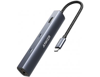 Anker PowerExpand 6-in-1 Premium USB-C Hub HDMI/4K + USB3.0*2 + Gbps LAN + USB-C + 65W PD Charging, με Νάυλον ύφανση - A83650A1