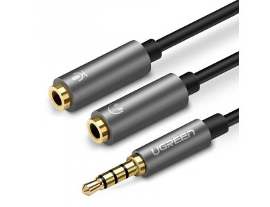 Ugreen 3.5mm Male to 2*3.5mm Female Auxiliary Stereo Y Headset/Microphone Splitter Audio Cable, Adapter 2-1 20cm - 30619