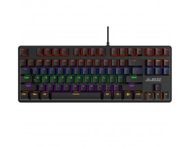 Ajazz Robocop 87 Wired Mechanical RGB Keyboard, Black switches with Multimedia Keys & Aluminum Panel, Black