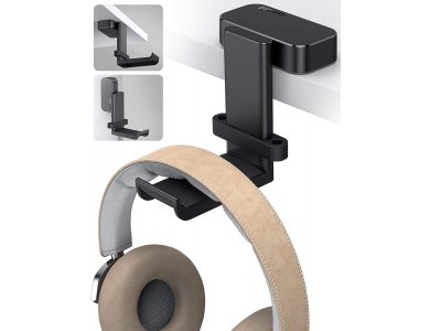 Lamicall DH01 Headphone Hanger Holder, Περιστρεφόμενη Βάση για Headset / Ακουστικά, Κρεμαστή, Under & Over-Desk, Μαύρη