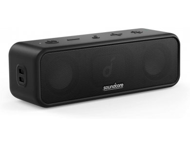 Anker Soundcore 3, 16W Portable Bluetooth Speaker with App & Pure Titanium Diaphragm Drivers, IPX7, BassUp - A3117011, Black