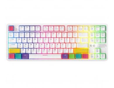 Ajazz K870T Wireless Mechanical RGB Keyboard, Bluetooth with Red Switches, Tenkeyless, White