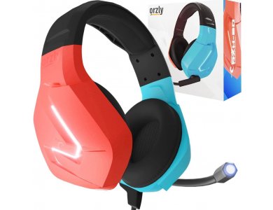 Orzly Hornet RXH-20 LED Gaming Headset Noise-cancelling Microphone (PC / PS5 / Xbox / Switch / Mac), Tanami - Nintendo Color