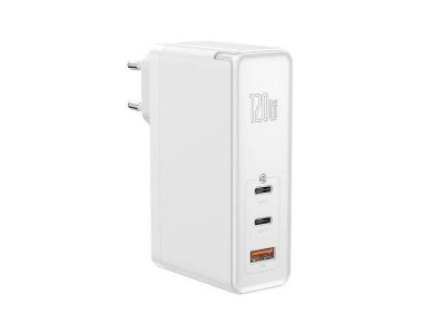Baseus GaN 2 Pro 120W 3-port socket charger with Power Delivery, SCP, FCP, AFC, QC4 + and GaN - CCGAN-J02, White