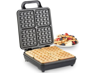 VonShef Waffle Maker, Waffle Maker for 4 Belgian Waffles, with Non-Stick Plate & Automatic Temperature Control 1100W - 13/307