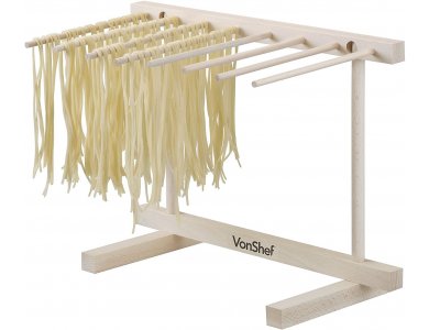 VonShef Pasta Drying Rack – Collapsible Spaghetti, Noodle and Pasta Dryer with 8 Large Arms -Wooden Stand - 1507603