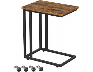 VASAGLE Side Table C SHAPE with Steel Frame and Rustic Brown Surface 50x35x60cm - LNT50X