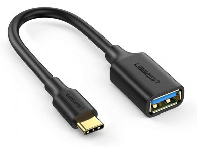 Ugreen Αντάπτορας USB-C σε USB-A 3.1 με 8cm Καλώδιο OTG Adapter Type-C Male to USB-A Female - 30701, Μαύρος