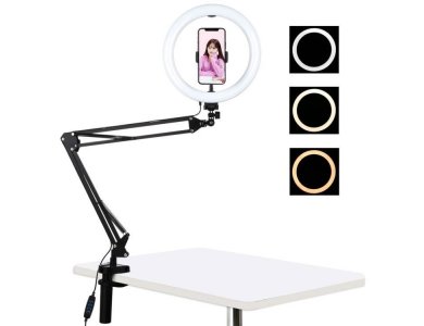 Puluz LED Ring Light Arm Stand 26cm Vlogging Ring With Arm - PKT3090B