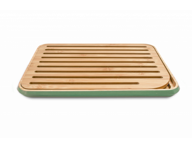 Pebbly Bread board Bamboo Cutting Surface, with Colored Edge 35x25cm, Sage Green