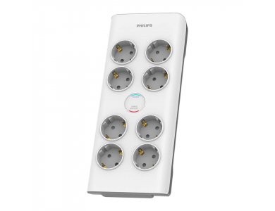 Philips 8-outlet Surge Protection Strip, Πολύπριζο & Προστατευτικό τάσης 8 Θέσεων με 2M Καλώδιο SPN7080WA - Λευκό