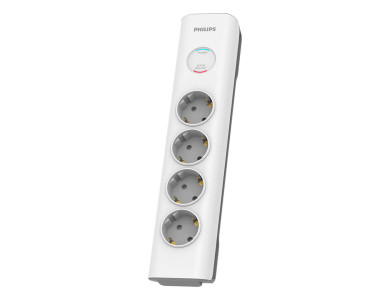 Philips 4-outlet Surge Protection Strip, Voltage Protector with 2M Cable