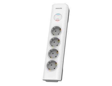 Philips 4-outlet Surge Protection Strip, Πολύπριζο & Προστατευτικό τάσης 4 Θέσεων με 2M Καλώδιο