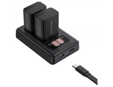 RAVPower Battery Charger Sony NP-FW50 Dual with 2 Batteries, for Sony Alpha7 / 7ii / 6500/5100 / NEX-7 etc. - RP-PB056