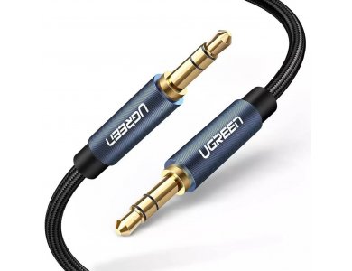 Ugreen Audio AUX Cable, 3m. Gilded with Nylon Weave 3.5mm, Blue - 10688