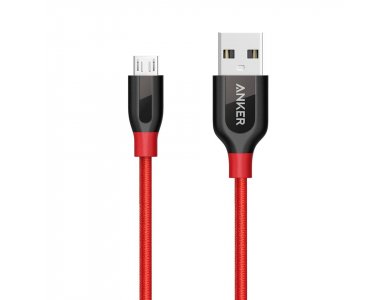 Anker PowerLine + Micro USB to USB 2.0 1m cable. with Nylon weave - A8142G91, Red