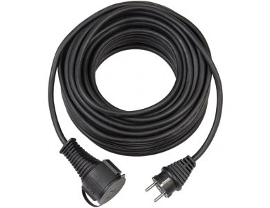 Brennenstuhl Outdoor Cable, Schuko Rubber Extension Cable 5m with IP44 Protection 3x1.5mm², Black