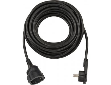 Brennenstuhl 10m. Schuko Angled Flat Plug Extension Cable 3x1.5mm², Black