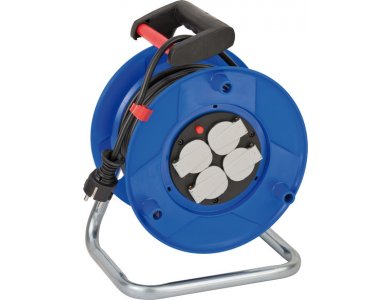 Brennenstuhl Garant E cable reel 25m, Schuko sockets with steel base, blue rotating with black cable