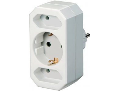Brennenstuhl Adapter 2 + 1 Euro Sockets, Schuko socket TAF in 2 EU + 1 Schuko sockets, White