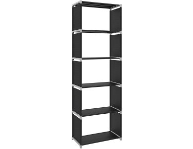 Songmics Shelf with 5 Open Cubes, Υφασμάτινη Βιβλιοθήκη με 5 Ράφια 50 x 30 x 180cm LSN15H, Μαύρη