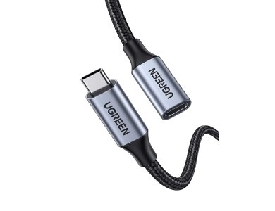 Ugreen USB-C Καλώδιο Επέκτασης 0,5μ. Type-C Θηλυκό σε Type-C Αρσενικό USB3.1 Gen2 10Gbps, με Νάυλον Ύφανση - 80810, Μαύρο