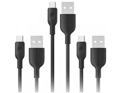 RAVPower Unity M Micro USB Set of 3 Cables (2 * 1m. + 1 * 2m.) - RP -LC012, Black