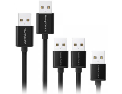 RAVPower RP-LC04 Micro USB Σετ 5 Καλωδίων (1*0,3μ. + 2*0,9μ. + 1*1,8μ. + 1*3μ.), Μαύρο