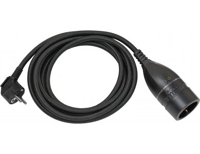 Brennenstuhl Balanteza 5m. Cable with Nylon Weave and Illuminated Rotary Switch, Schuko Extension Cable, Black