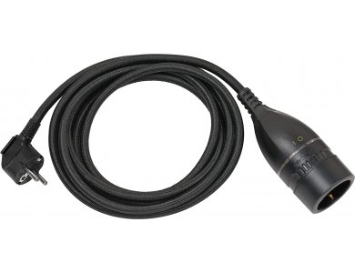 Brennenstuhl Balanteza 3m. Cable with Nylon Weave and Illuminated Rotary Switch, Schuko Extension Cable, Black