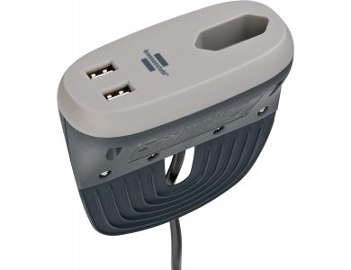 Brennenstuhl Estilo Sofa Socket, Socket with Sofa Mounting System & 2 USB Charging Ports, 3M Cable & Flat Angle Plug