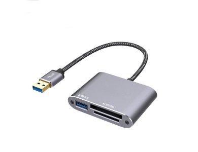 Onten OTN-5512 XQD / SD Card Reader, USB 3.0 Three Input Adapter for XQD, SD and USB3.0 Cards, with Nylon Weave
