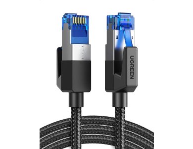 Ugreen F / FTP Cat.8 Ethernet cable 1m. with nylon weave, 40Gbps, 2000Mhz, RJ45 Shielded cable, Black - 80429
