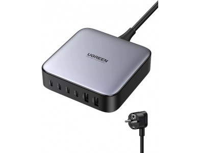 Ugreen Nexode 200W 6-Port Desktop PD Fast Charger 6-Port GaN Socket Charger with Power Delivery, PPS, QC4+, FCP etc., Black