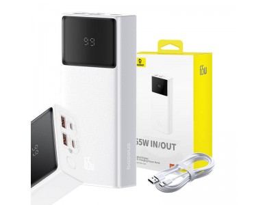 Baseus Star-Lord Power Bank 20000mAh 65W, Με Ψηφιακή Ένδειξη, 2xUSB-A & 1xUSB-C, Λευκό