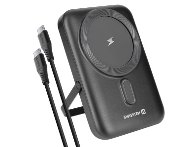 Swissten 10K Μαγνητικό Power Bank 10.000mAh Qi2 Certified 15W MagSafe iPhone, Black