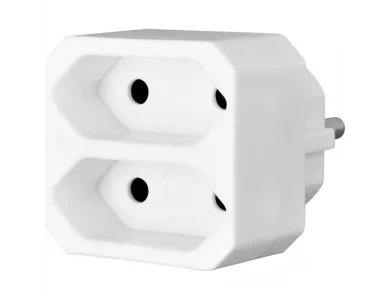 Brennenstuhl Adapter 2 Euro Sockets, ΤΑΦ πρίζας Schuko σε 2 Πρίζες EU, Λευκός