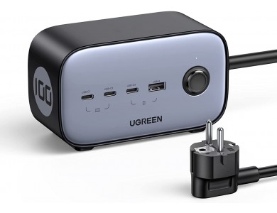 Ugreen DigiNest Pro Cube 2-outlet Power Strip, Power Strip with 3 Type-C Ports 100W PD/PPS & 1 USB FCB/QC3.0 Port, Black